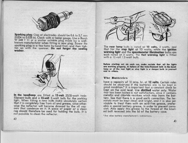 NSU Prima Manual, pages 42-43